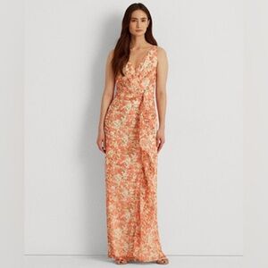 Lauren Ralph Lauren Floral Ruffle-Trim Georgette Gown